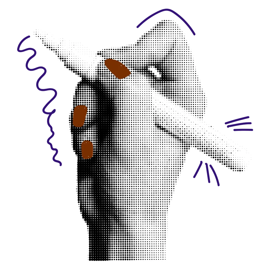 Halftone illustration of a hand pointing
